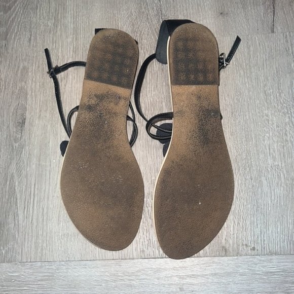 BLACK flower flat sandals size US 7.5 - Picture 10 of 10